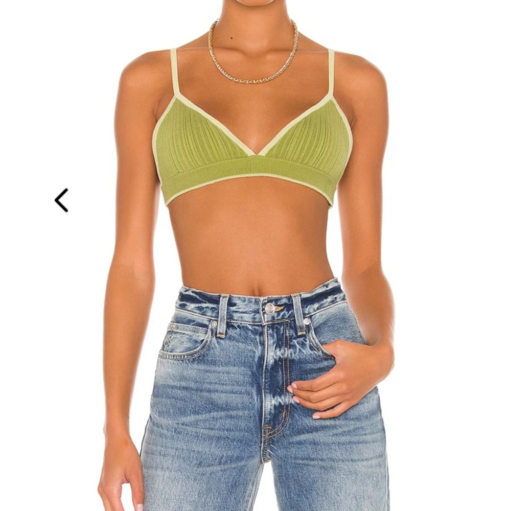 Revolve x Song of Style Sutton Knit Bra Matcha Green Ribbed Crop Tank Top Bralet